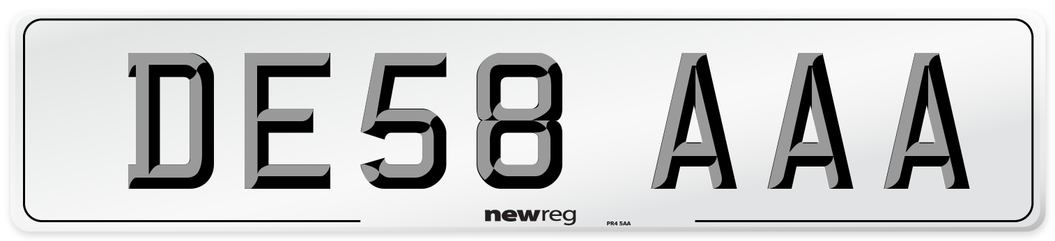 DE58 AAA Number Plate from New Reg